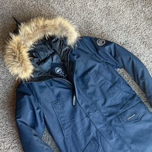 Canada Goose Women’s Navy Trillium (Heritage) Parka SZ. XL w/removable fur hood